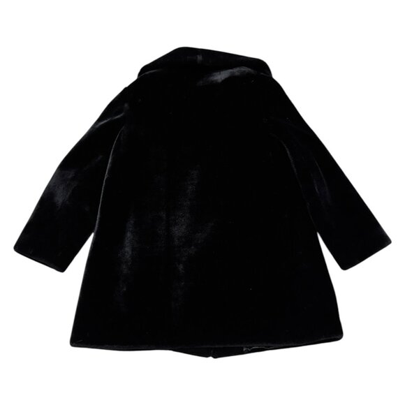 STUNNING FAUX FUR Vintage 90s Retro Winter Glam Black Coat Womens XL - Picture 2 of 6